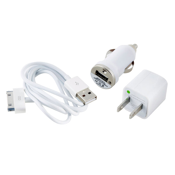 White Ultralast 3 In 1 Charger for 
 
 iPhone 1st generation 3G,3GS,4 & 4S & more!