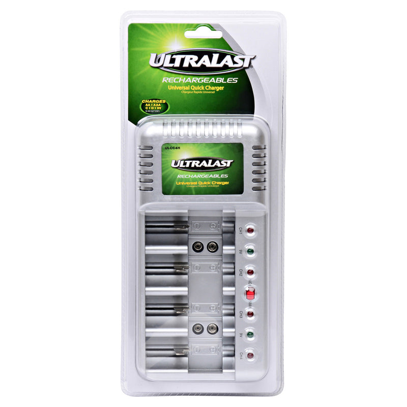 Ultralast 4 Position NiMH Charger For AAA, AA, C, D, 9V