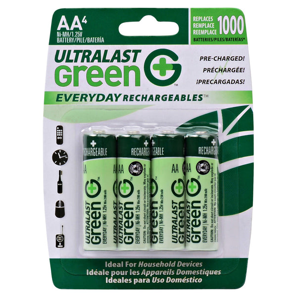 Ultralast 4 Pack AA NiMh Everyday Rechargeable Batteries