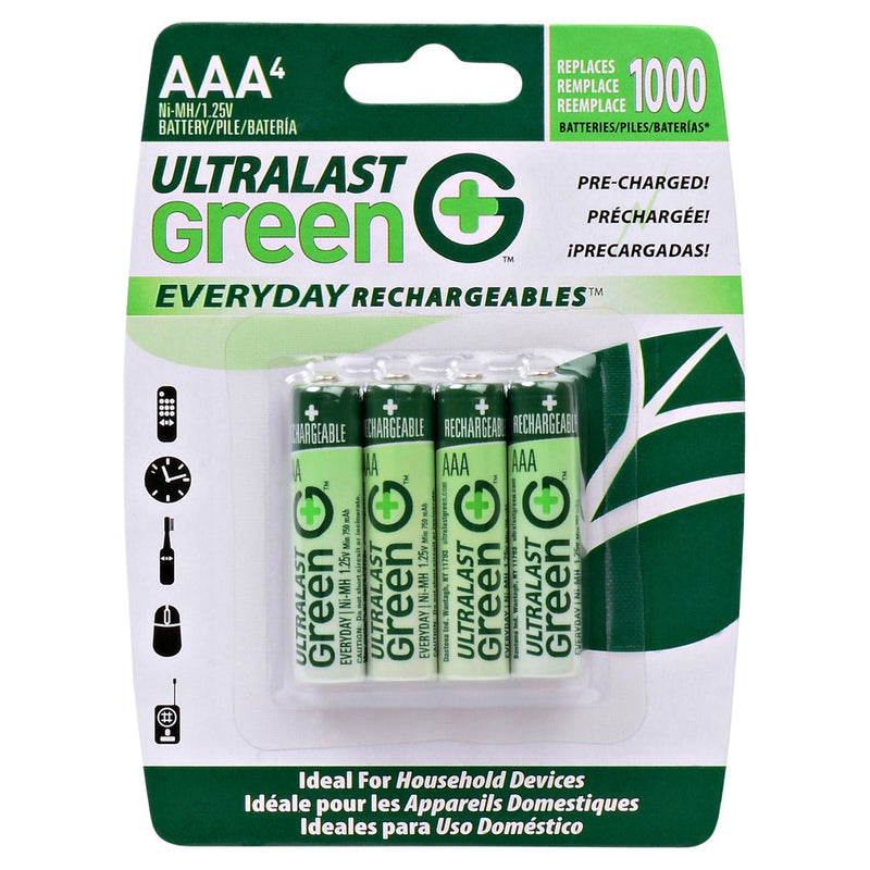 Ultralast 4 Pack AAA NiMh Everyday Rechargeable Batteries
