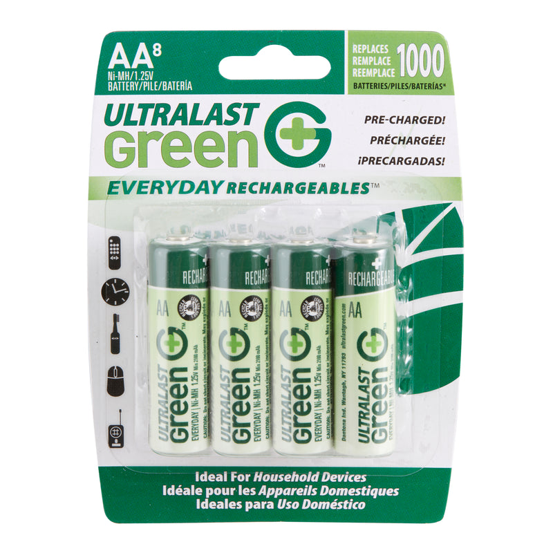 Ultralast 8 Pack AA NiMh Everyday Rechargeable Batteries