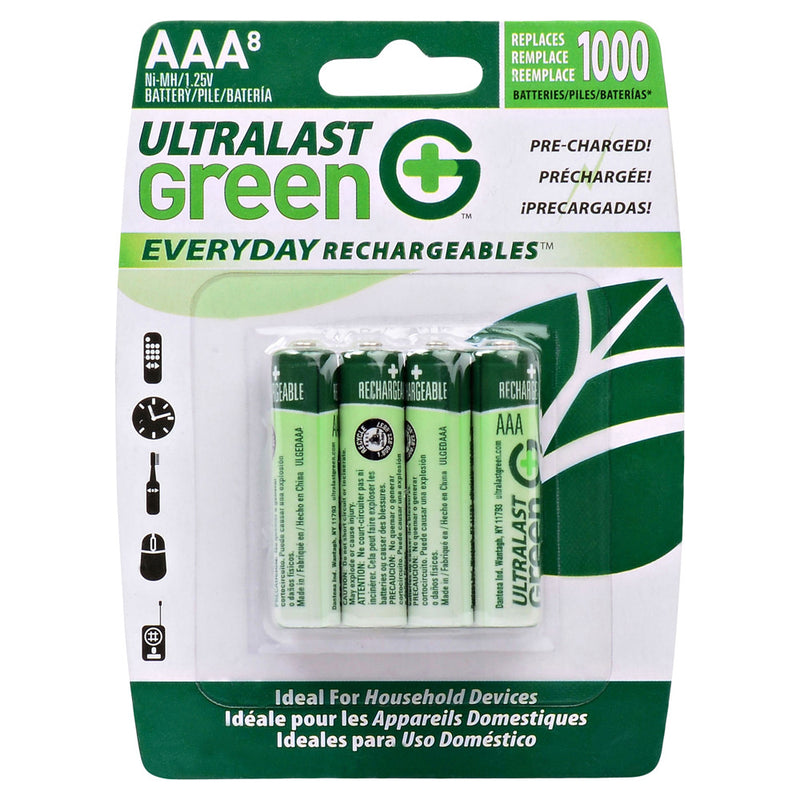 Ultralast 8 Pack AAA NiMh Everyday Rechargeable Batteries