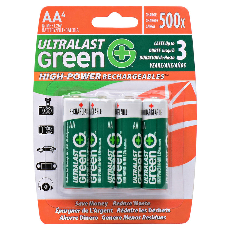 Ultralast 4 Pack AA High-Power Rechargeable Batteries